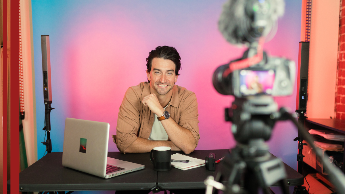 A barber content creator sets up his new video in the studio.